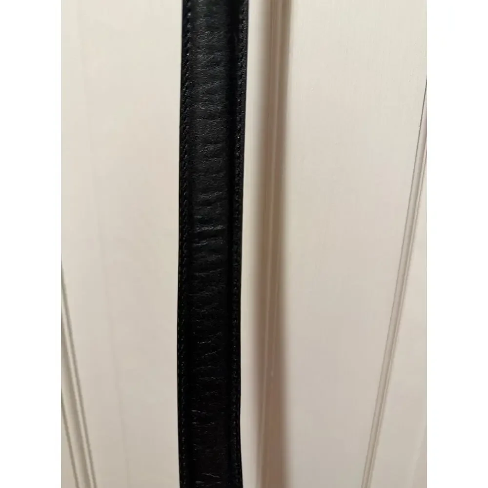 Vintage Cole Haan A0402 Black Leather Dress Belt Solid Brass Buckle Size 38